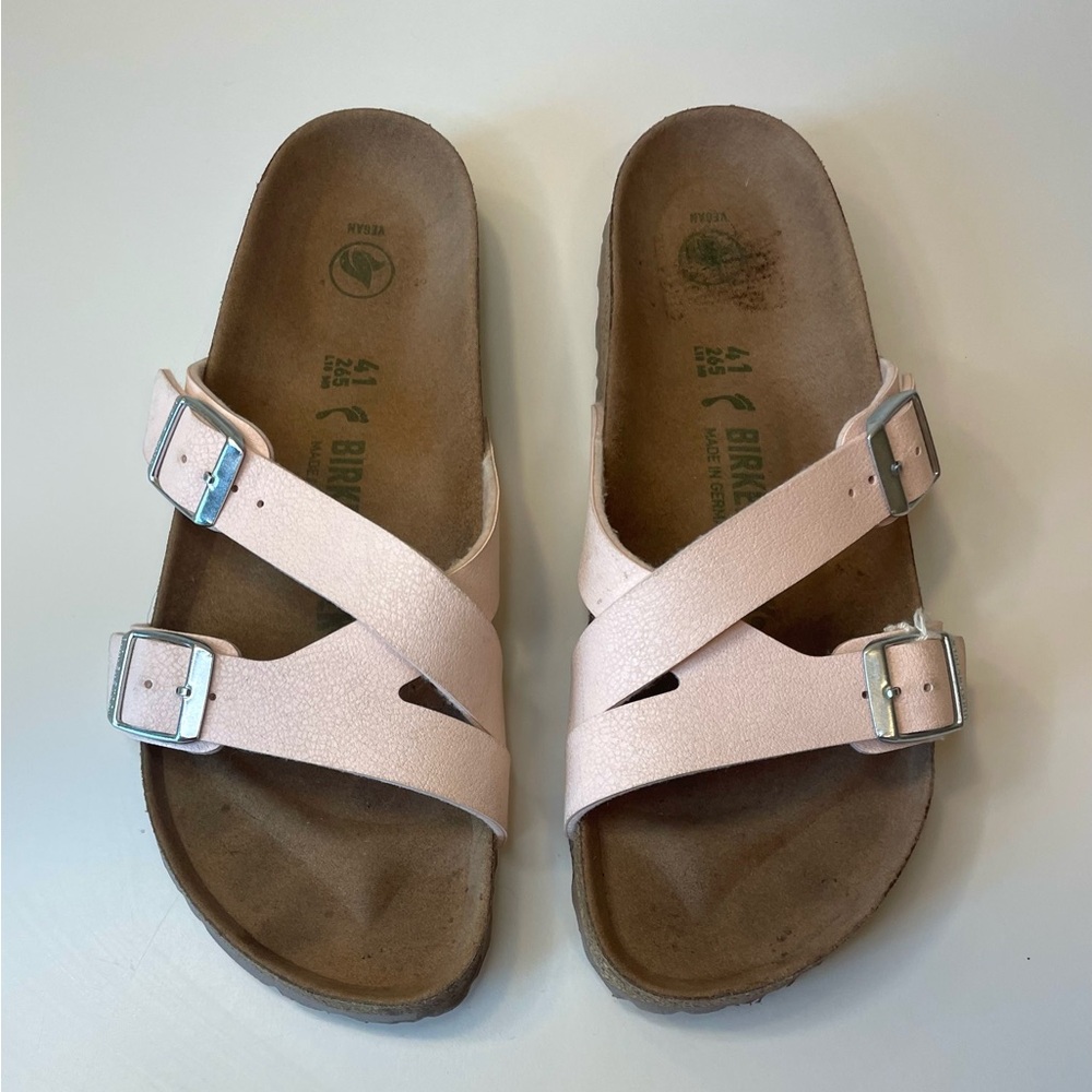 Birkenstock sandals, pale pink straps